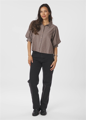Etta soft stripe stone skjorte Brown Neo Noir 